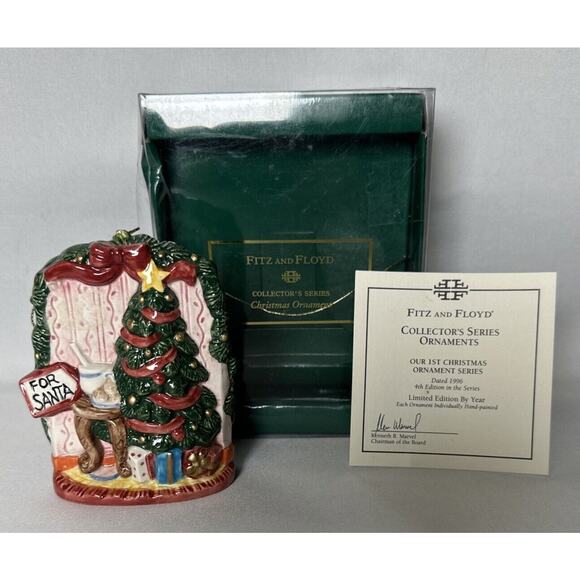 FITZ AND FLOYD OUR FIRST CHRISTMAS ORNAMENT COLLECTORS ITEM NIB - Picture 1 of 4